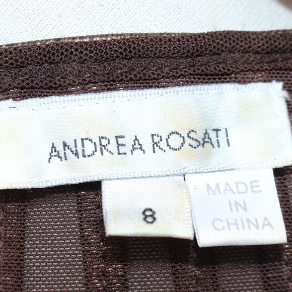 Andrea Rosati Brown Faux Leather Cut Out w Mesh Geometric Pattern Jacket Sz 8 - Picture 6 of 8